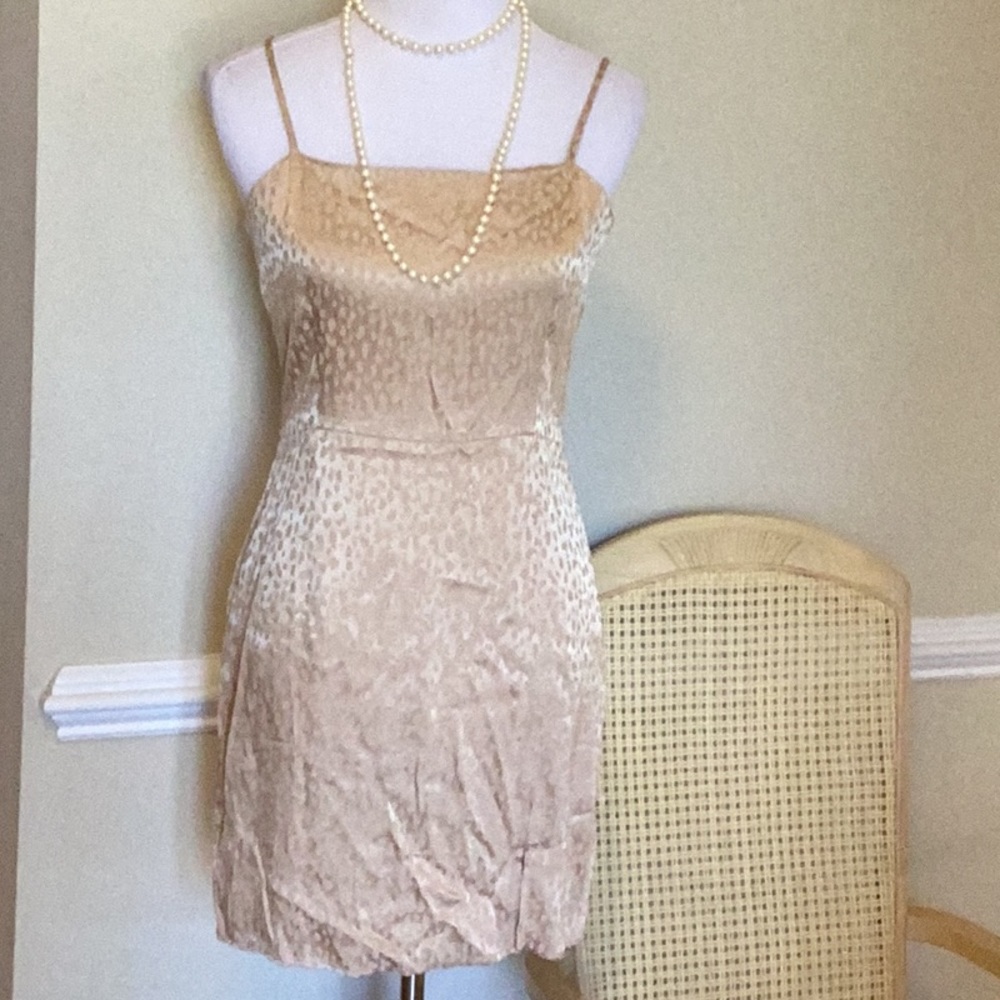 NWT Forever 21 champagne satin cheetah embossed adjustable spaghetti str…